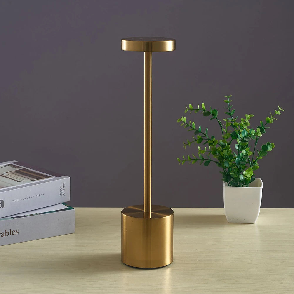 LED Metal Desk Lamp 3-Color Touch Control Adjustable Brightness USB Rechargeable Portable  Bedroom Living Room Bar Decoration