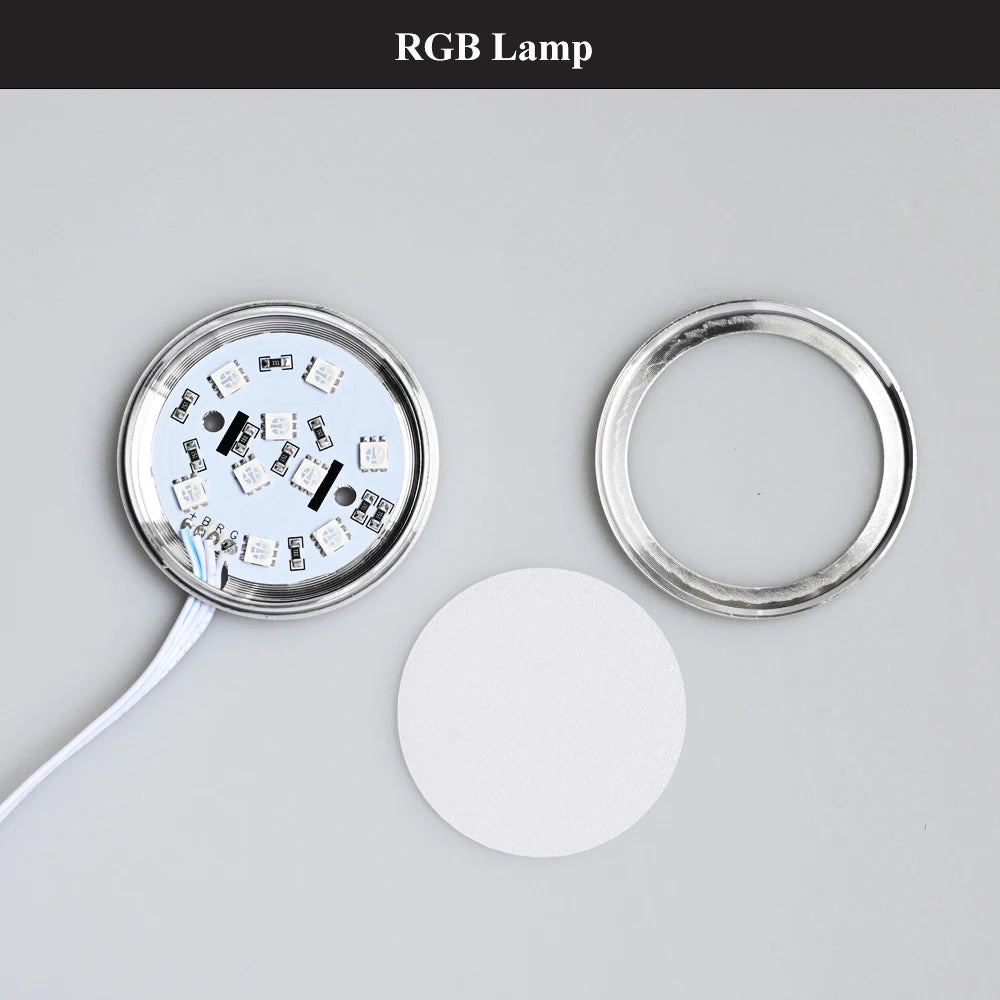 2-9Pcs Homekit WiFi Round RGB LED Under Cabinet Closet Light Furniture Dimmable Wardrobe Lamp 12V Siri Voice Control APP Remote