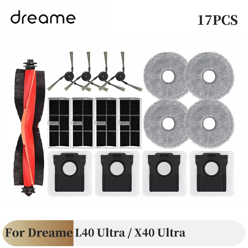 For Dreame L40 Ultra / X40 Ultra Vacuum Cleaner Accessories Main Side Brush HEPA Filter Mop Cloths Dust Bag Spare Parts