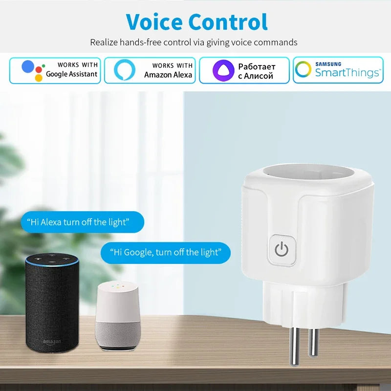Tuya Smart Socket EU 16A AC100-240V WiFi Smart Plug with Power Monitoring Outlet Alexa Google Home Voice Control Smart Life APP