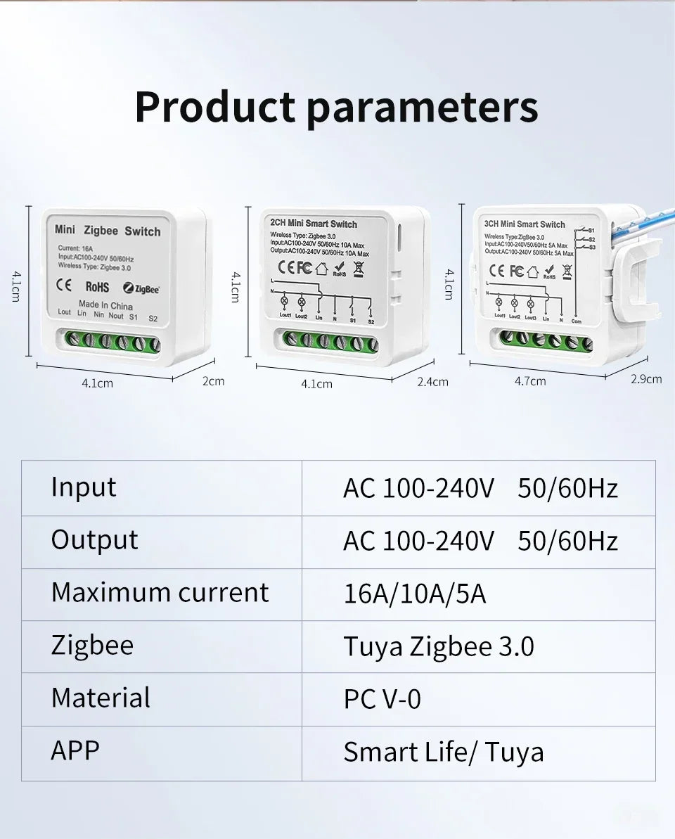 Tuya ZigBee Smart Switch Intelligent Remote Module AC100-240V 1/2/3CH Relay Breaker Smart Life App Works with Alexa Google Home