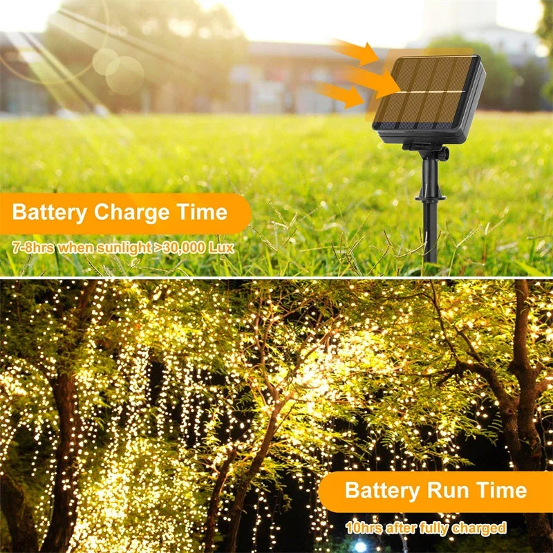 7M/12M/22M/32M LED Solar String Fairy Lights Outdoor Path Garlands Lamp Patio Waterproof Christmas Wedding Garden Street Lights