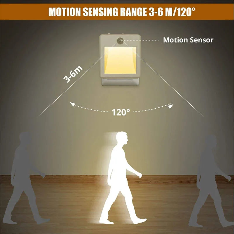 LED Night Light EU US UK AU Plug In Smart Motion Sensor Light Wall Lamp for Home Aisle Hallway Stair Kitchen Bedroom Night Lamp