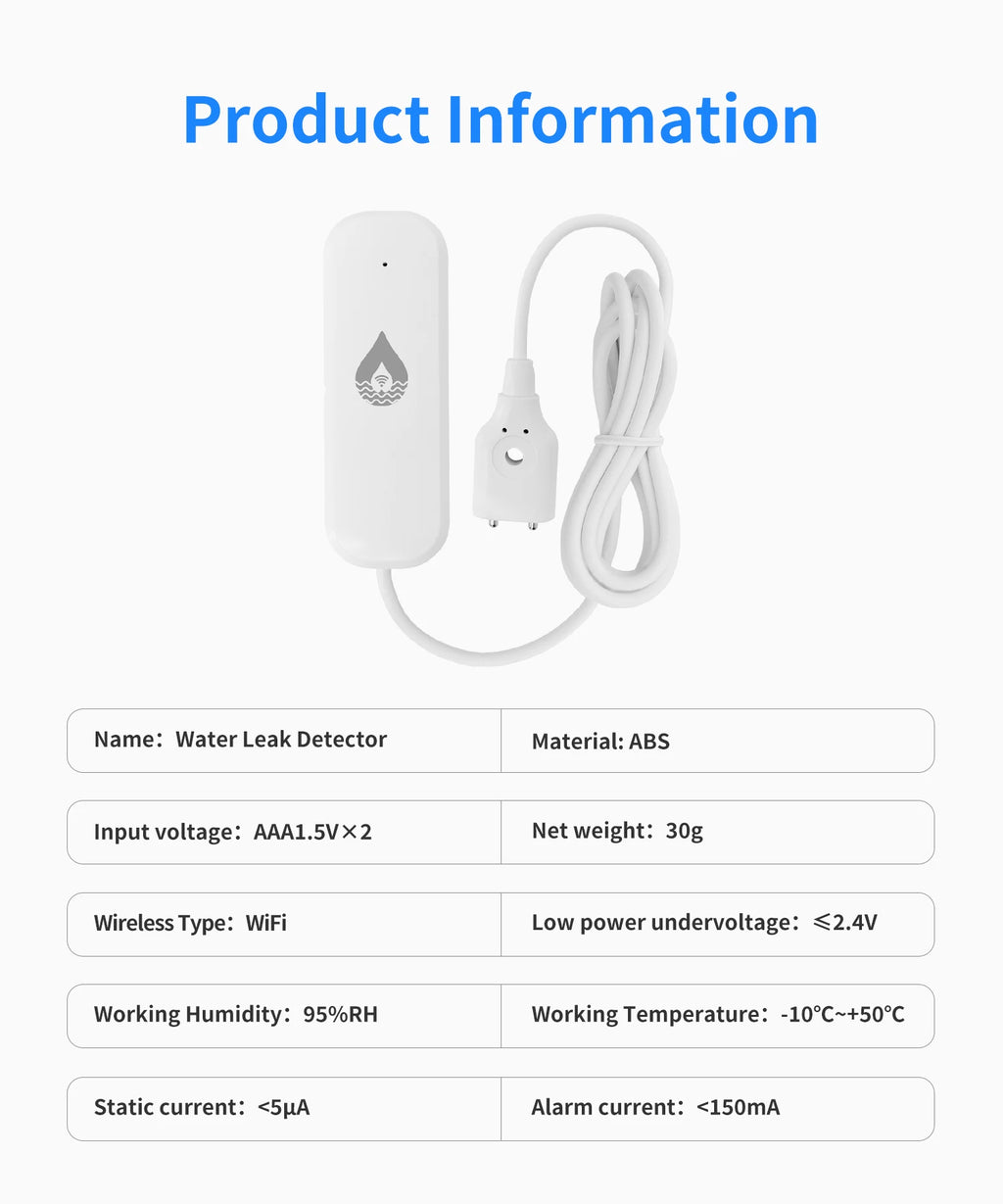 WIFI/Zigbee Water Level Leak Detector Alarm Sensor Smart Home Security System Protection Tuya APP Remote Control