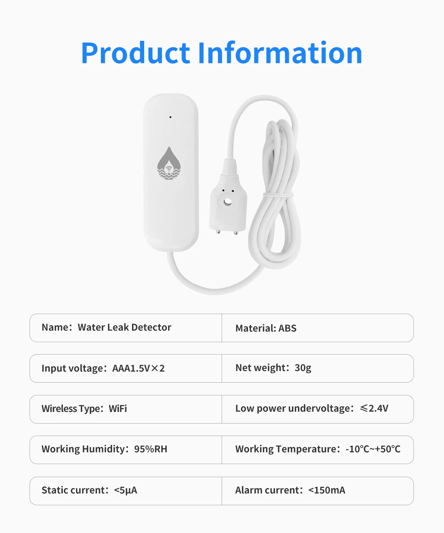 WIFI/Zigbee Water Level Leak Detector Alarm Sensor Smart Home Security System Protection Tuya APP Remote Control