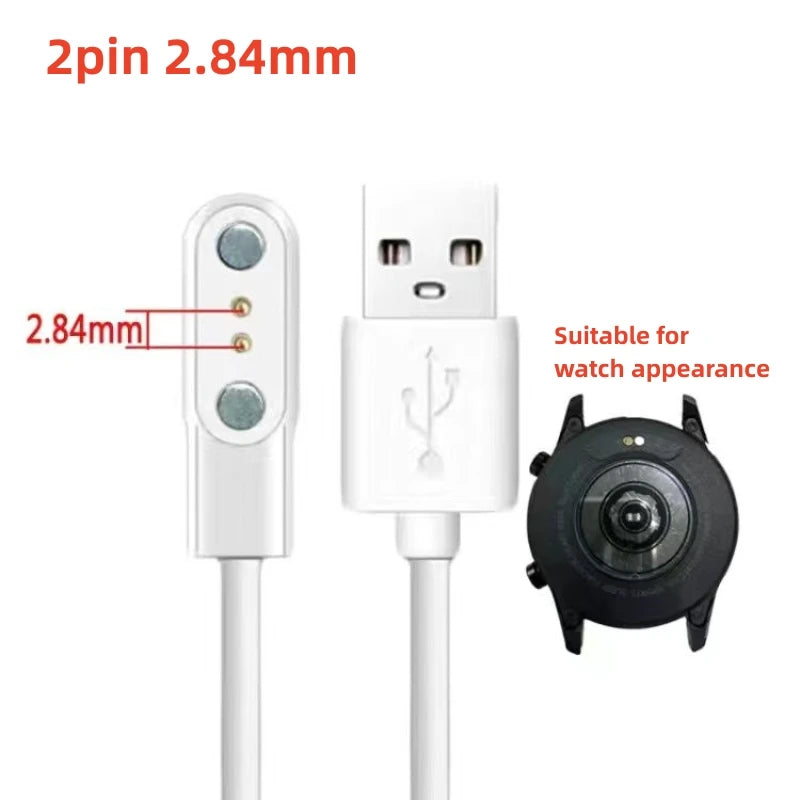 Universal 2Pin 4mm 7.62mm 4Pin Strong Magnetic Charge Cable USB Charging Line Cord Black White for Smart Watches