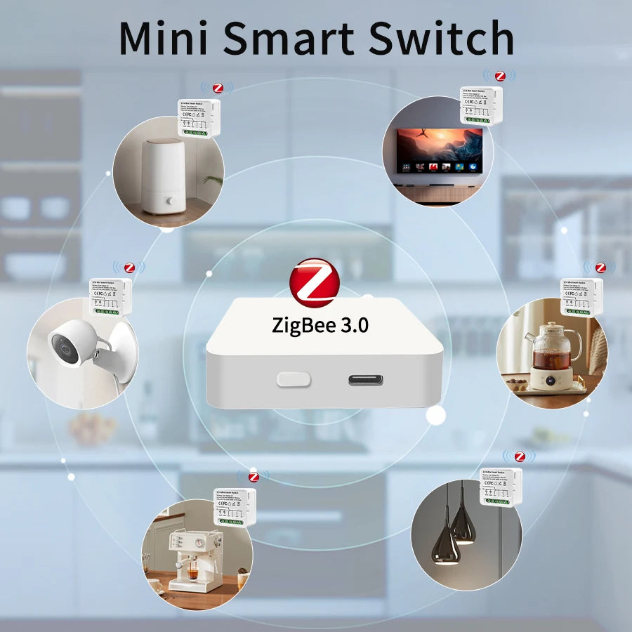 Tuya ZigBee Smart Switch Intelligent Remote Module AC100-240V 1/2/3CH Relay Breaker Smart Life App Works with Alexa Google Home