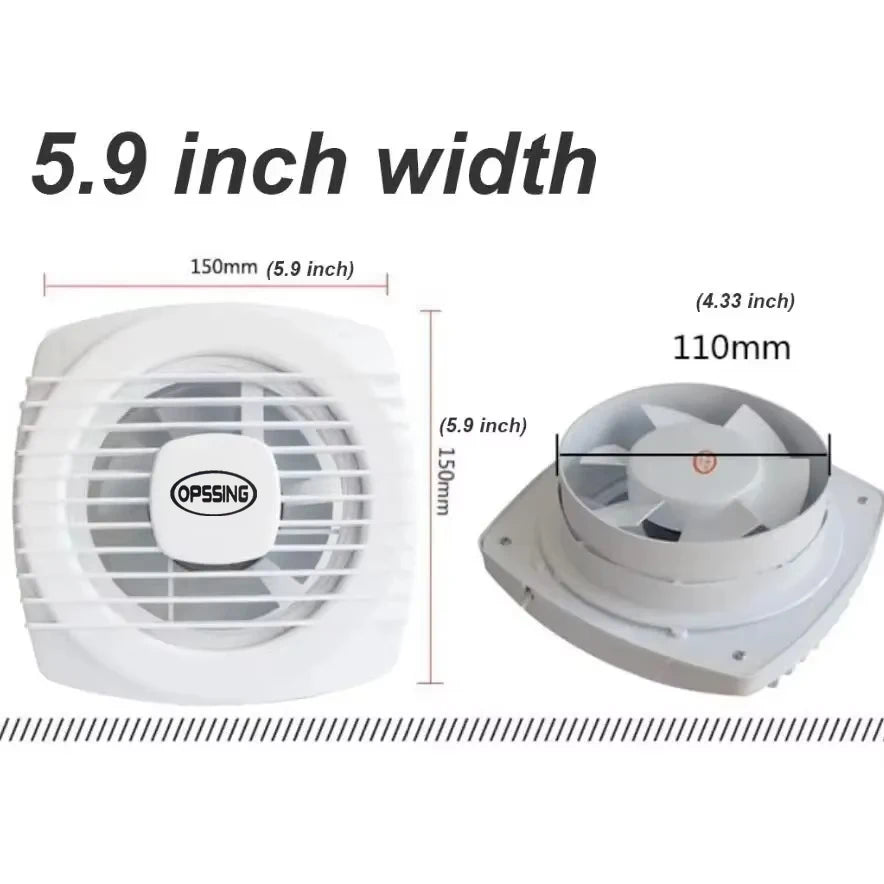 220V 4/6/7inch 110/150/180mm silence Ventilating Strong Exhaust Extractor Fan for Window Wall Bathroom Toilet Kitchen Mounted
