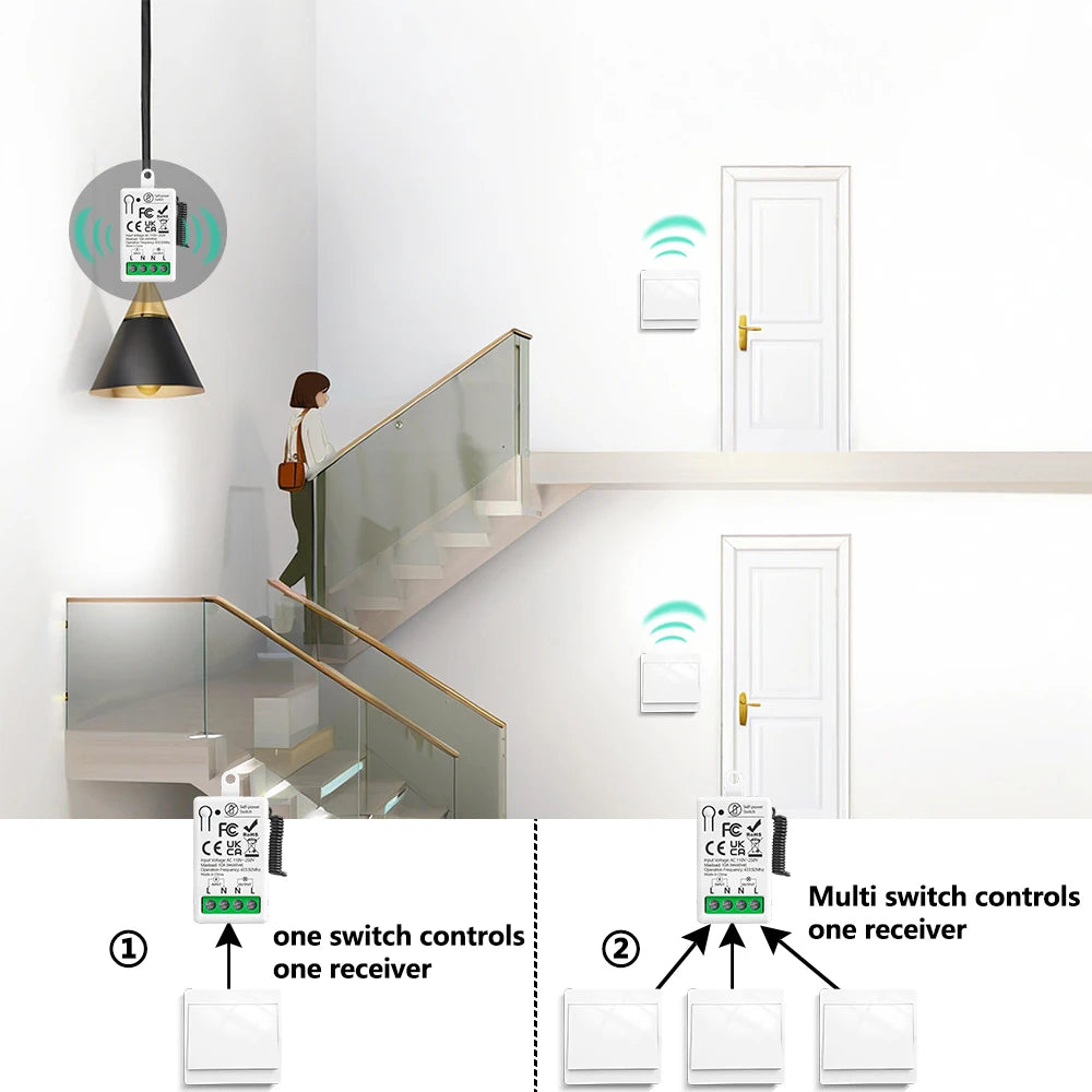 433MHz Wireless Self-Powered Light Switch AC 110V 220V Receiver RF 86 Wall Switch No need Battery for Home Appliance LED Lamp