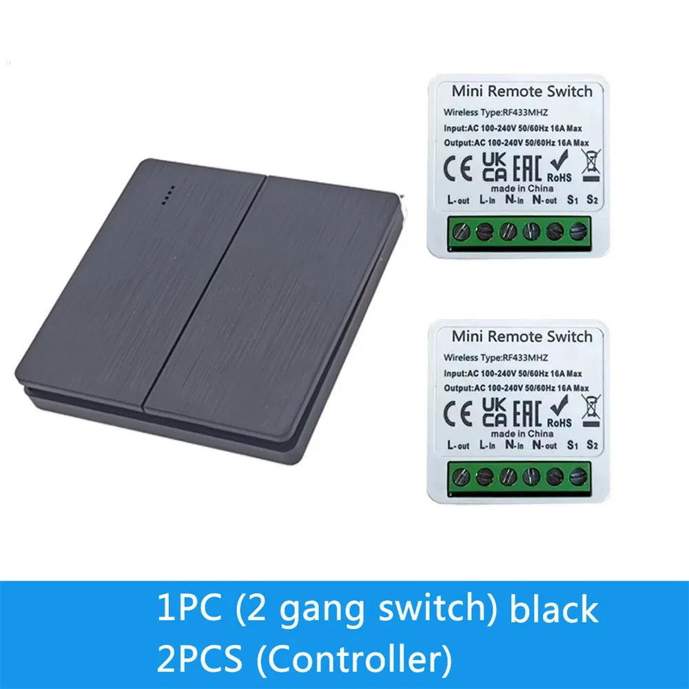 Wireless Smart Switch Light 433Mhz RF 86 Wall Panel Switch with Remote Control Mini Relay Receiver Home Led Light Lamp Fan