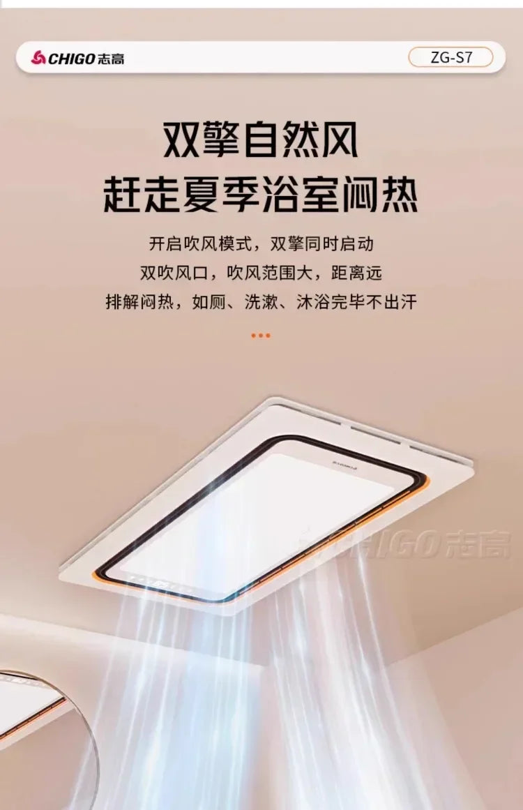 220V Intelligent Integrated Electric Heater with Ceiling Lighting for Bathroom - High-end Smart Heating Appliance Combo DAA