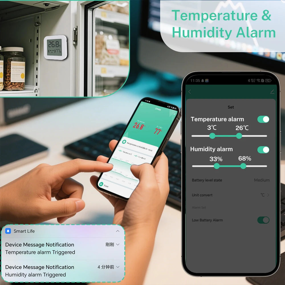 Tuya Zigbee2MQTT Thermometer Hygrometer Sensor Temperature Humidity Sensor Require Hub work with Tuya Smart Alexa Yandex ZHA