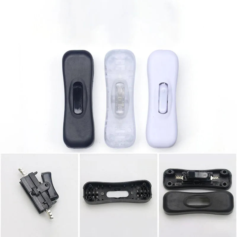 304 Led Light Bulb Halfway Rocker On Off Push Button AC Power Cable Switch Connector Online Switch White Black Transparent A2
