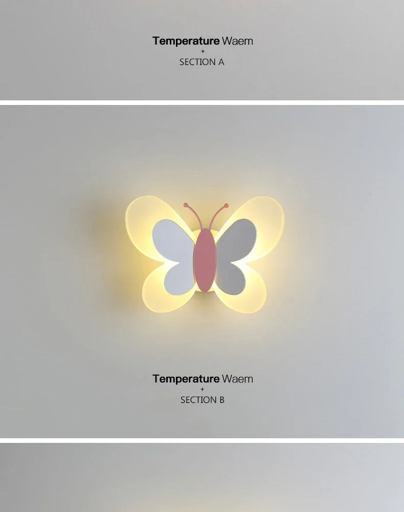 Modern LED Butterfly Wall Light For Bedroom Children's Room Bedside Wall Lamp Creative Personality Wall Decor Butterfly Sconce