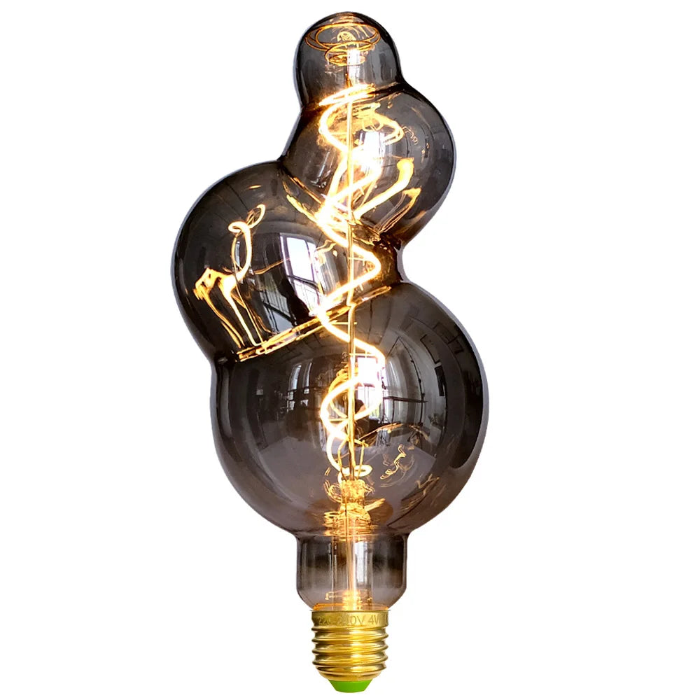 TIANFAN Vintage Led Bulb Small Bubble 4W φ95mm Dimmable 110V 220V Edison Led Filament Decorative Light Bulb E26 E27 Smoke