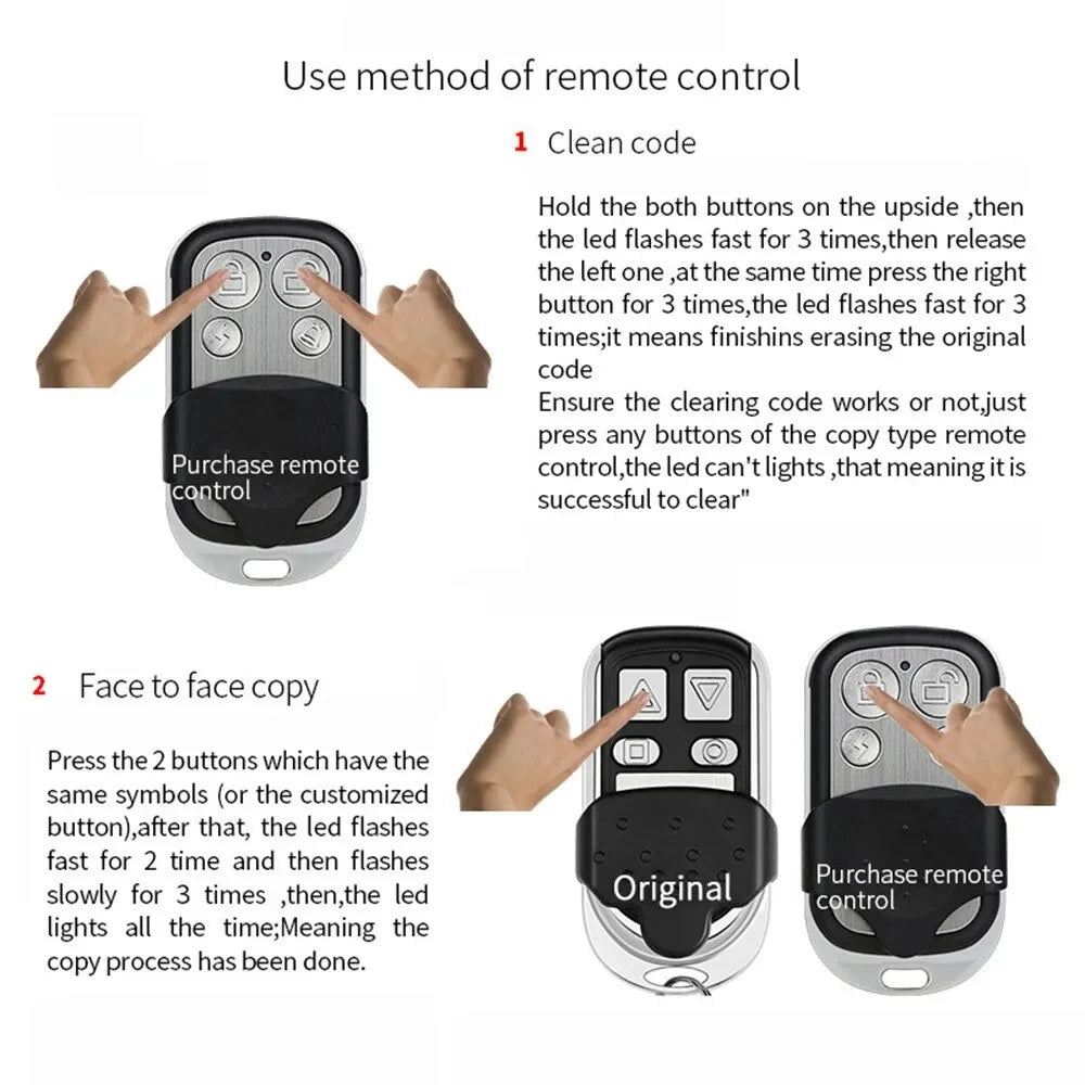 1/5/10 PCS 433.92MHZ Clone Remote Control Clone Learning Code Key Universal Copier Rolling Garage Door