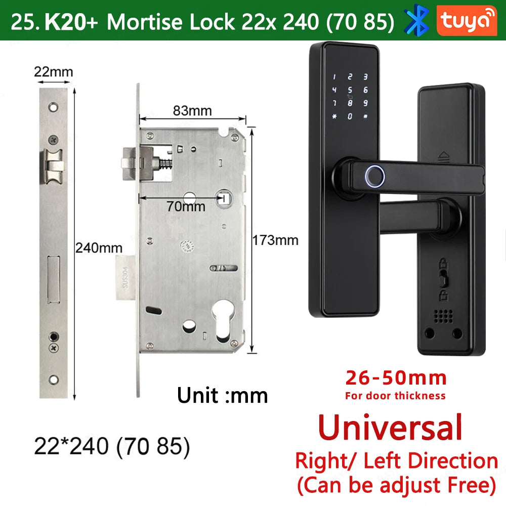 CDOK K20-Tuya Bluetooth door lock, multiple unlocking methods, suitable for office/apartment/B&B/bedroom doors
