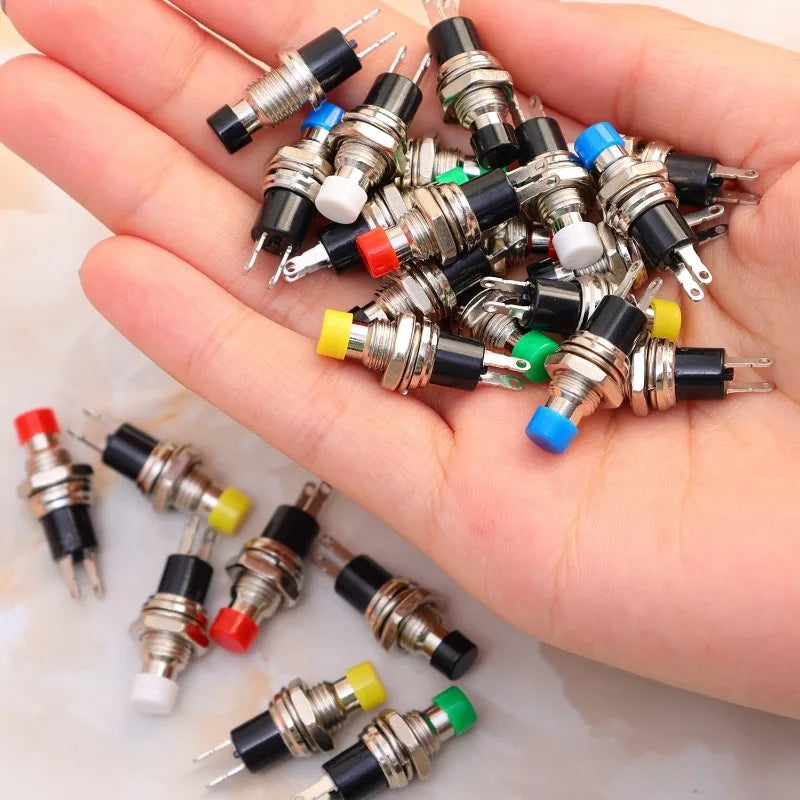 7Mm Momentary Push Button Switch Mini Pushbutton Switches Reset Jog Lock Free Switch Pre-Soldered Normal Open Light Pushbuttons
