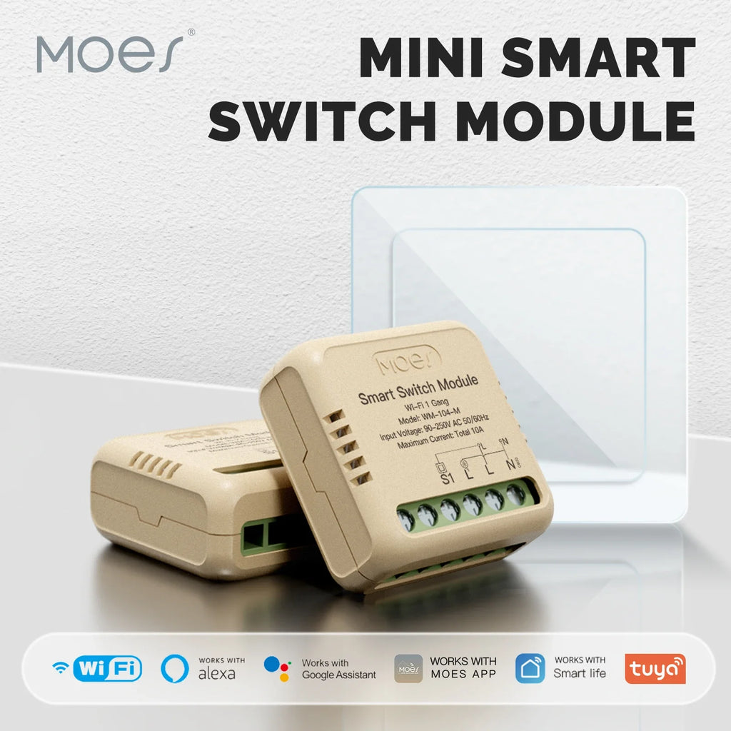 MOES Star Ring Series Mini Tuya WiFi/Zigbee Smart Switch DIY Module Light Switch 1/2 Gang Remote Control Work Alexa Google Home