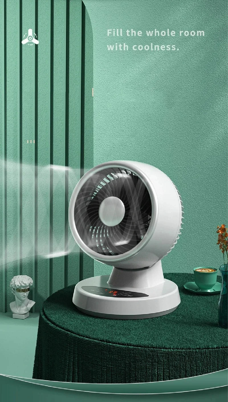 USB Smart Air Circulation Fan Electric Fan Floor Fan Silent Desktop Turbine Dormitory 3 Gear Cooling Timed Electric Fan Summer