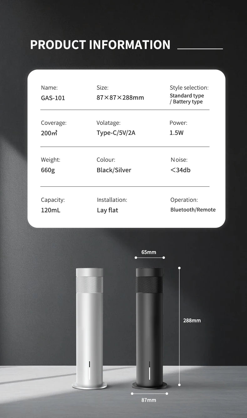 200m³ Smart Electric Essential Oil Diffuser Smell Distributor Fragrance Diffuser Waterless Scent Air Freshener for Home Hotel