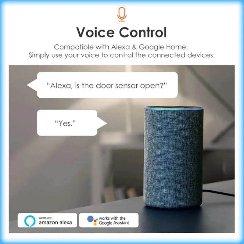 Tuya Wi-Fi Smart Door And Window Sensor with Magnetic Switch Alexa & Google Home Compatible Home Automation Security