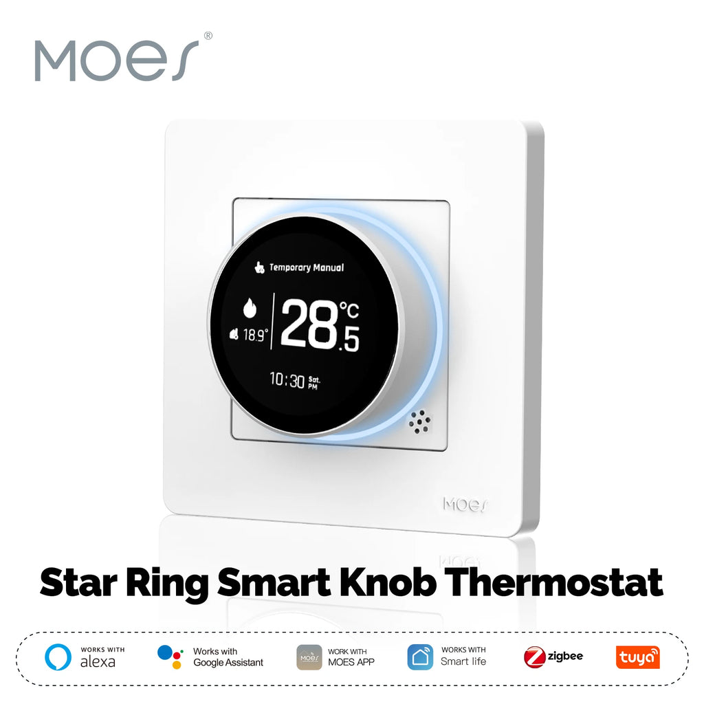 MOES Tuya ZigBee Smart Knob Thermostat Star Ring Series Temperature Controller Water Boiler Electric Heating With Alexa Google
