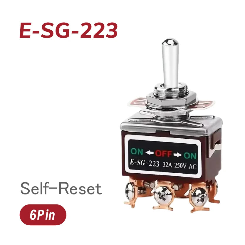 Heavy-Duty E-SG-SERIES Rocker Switch 32A 250VAC Self-Lock Reset with Multiple Pin Options 2-12 Pin
