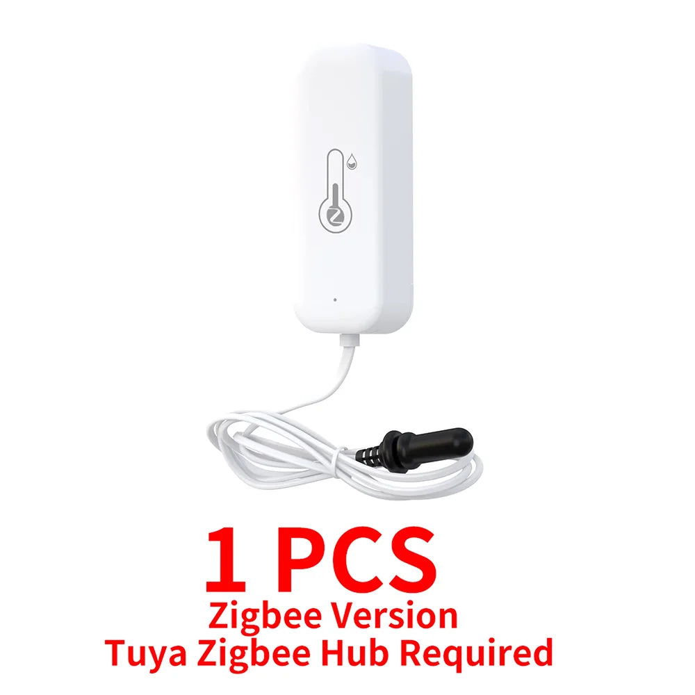 Tuya Zigbee WiFi Temperature Humidity Sensor with External Probe, Smart Home Compatible with Smart Life Google Home Alexa