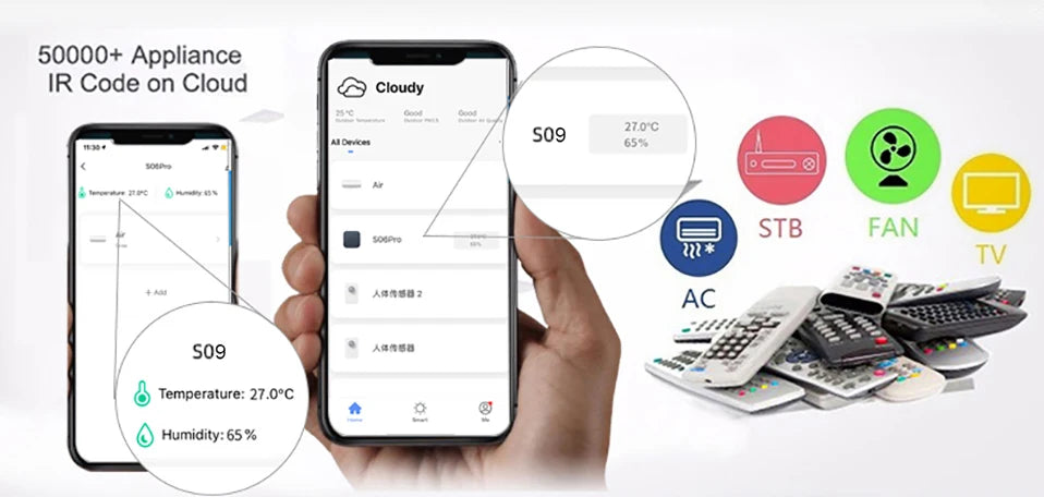 WiFi IR Remote With Temperature Humidity Sensor For Smart Home APP SmartLife Works with Alexa Google Home Yandex Alice
