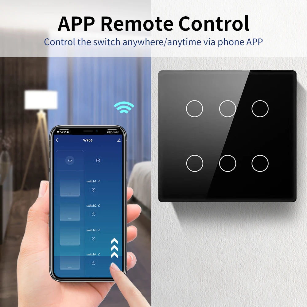 AlexXi Zigbee 4x4 Brazil Touch Sensor Glass Panel Light Switch Tuya Smart Life App 4/6/8 Gang Remote by Alexa Dot Google Home