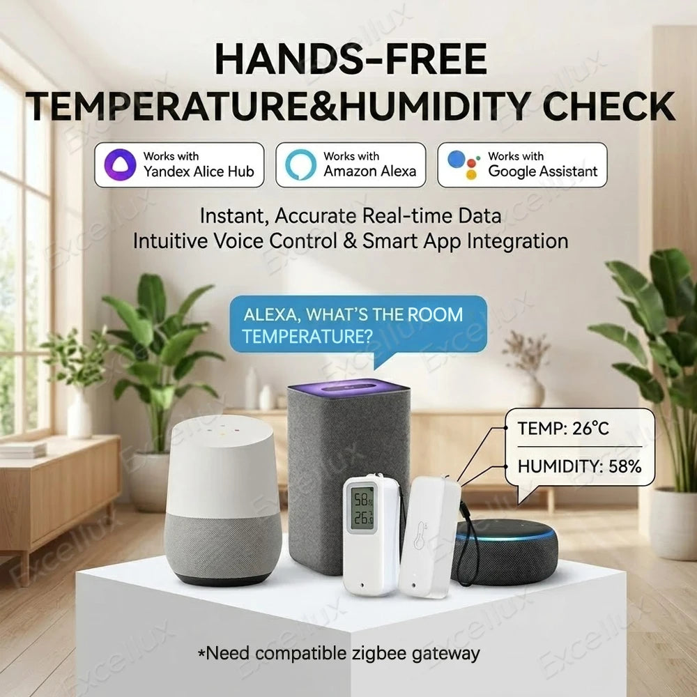 Tuya Zigbee Smart Temperature Humidity Sensor Outdoor IP65 Waterproof APP Remote Monitoring Works With Alexa Yandex Alice Z2MQTT