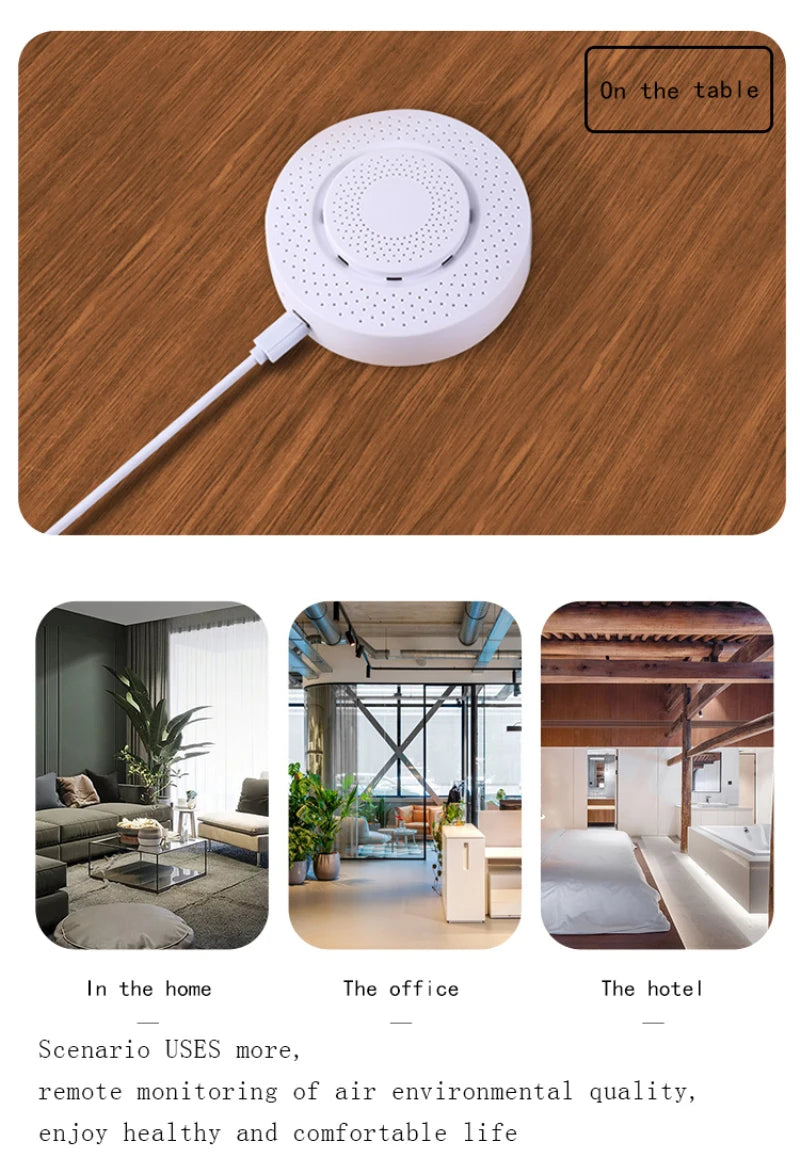 Tuya Zigbee/WiFi Air Quality Sensor Smart Air Box CO2 Meter Formaldehyde VOC Temperature Humidity Sensor Via Alexa Google
