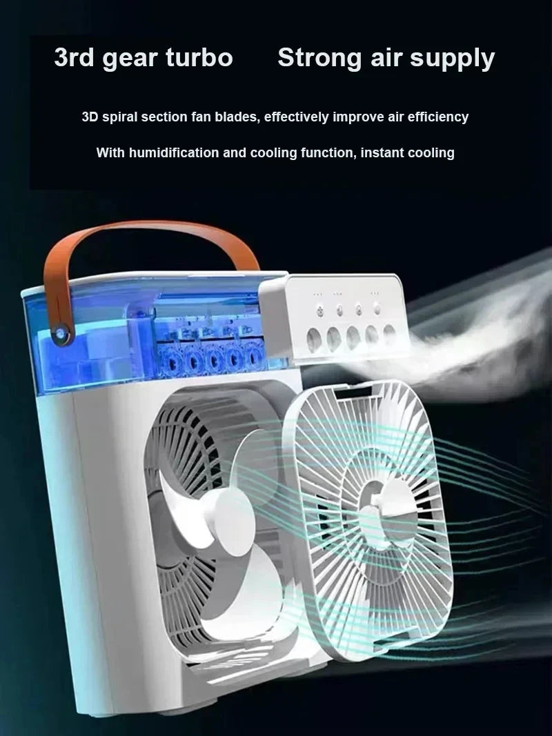 2026 3 In 1 Mini Air Cooler LED Night Light Humidifier Portable Cooling Device For Home Office Desktop Air Refreshing Appliance