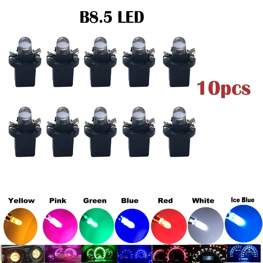 10pcs T5 PC74 B8.5 Led W3W Car Interior Light Dashboard Warming Indicator COB Chip Canbus Auto Instrument Light Wedge Gauge Bulb