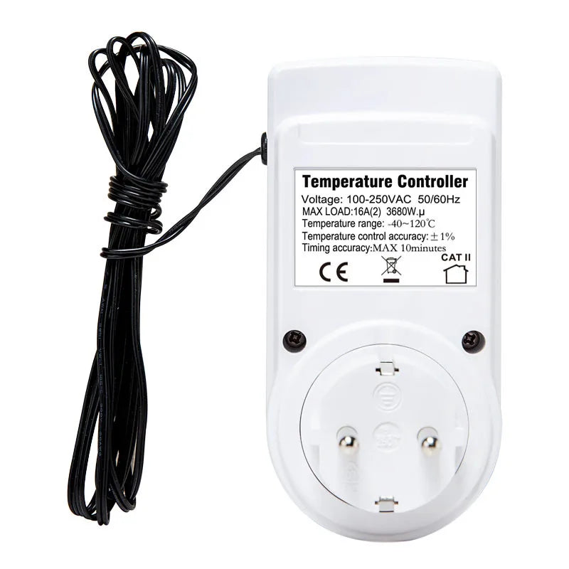 EU/FR Timer Socket Thermostat Digital Temperature Controller Socket Outlet With Timer Switch Sensor Probe Heating Cooling
