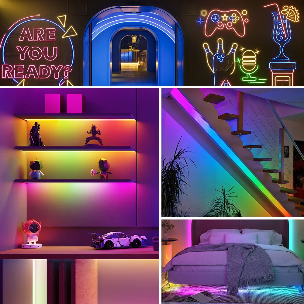 WS2812B WS2811 DC5V Round Reticulate Pattern Neon LED Strip 50Leds/m 360 Degree Smart RGBIC Flexible  Silicone Light Tape IP67