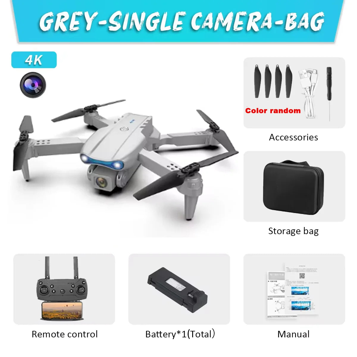 E99Pro HD Professional 4K Aerial Photography Drone Dual Camera WIFI FPV Quadcopter Obstacle Avoidance 40cm Blue Landing Pad Avai