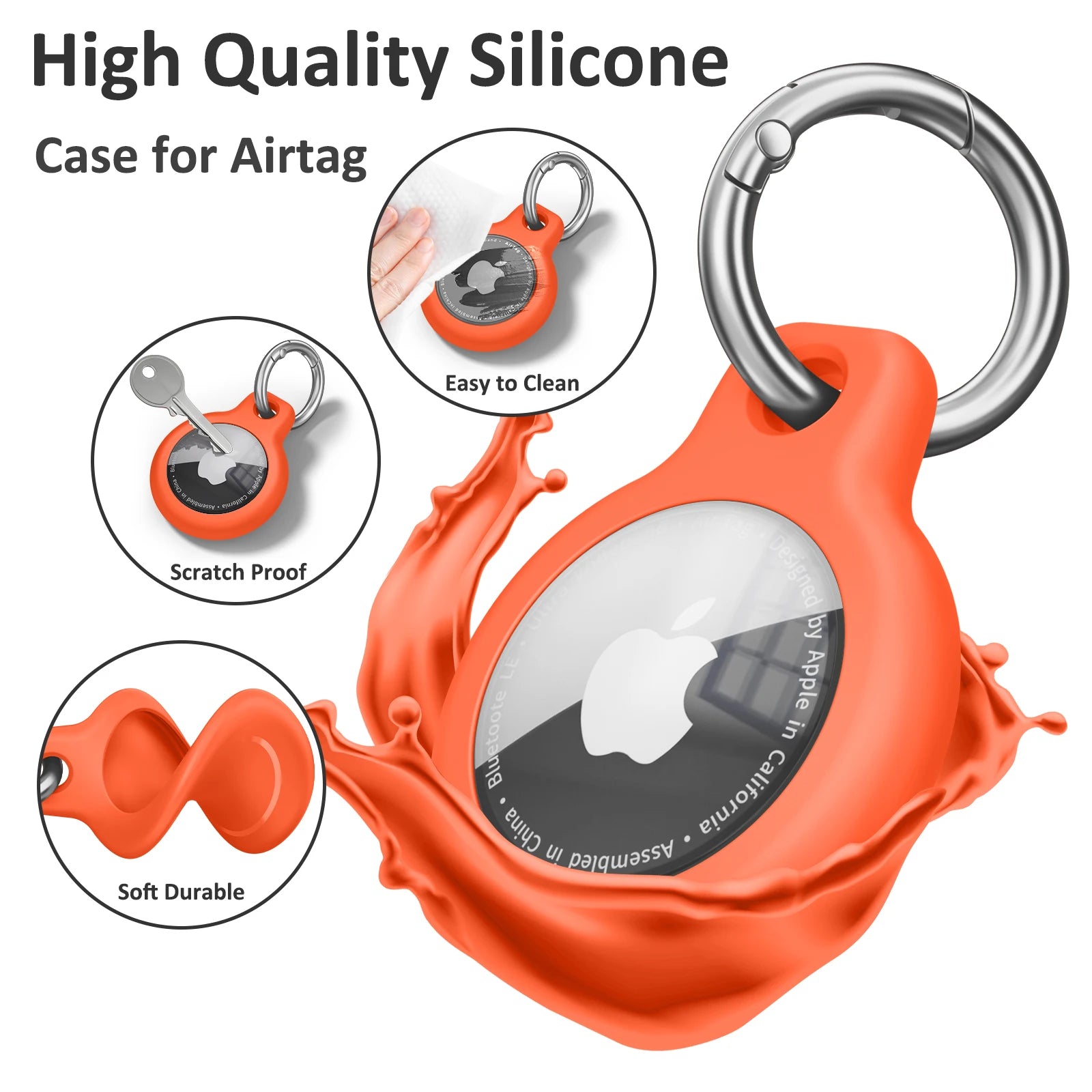 TPU Cover for Apple Air Tag Holder with Keychain Protective Shell Tracker Accessories Anti-scratch Sleeve For Apple Air Tag Case