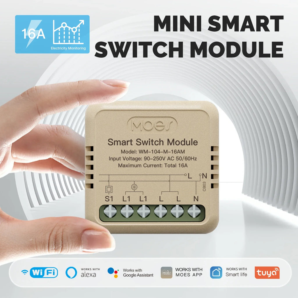 MOES Star Ring Series Mini Tuya WiFi/Zigbee Smart Switch DIY Module Light Switch 1/2 Gang Remote Control Work Alexa Google Home