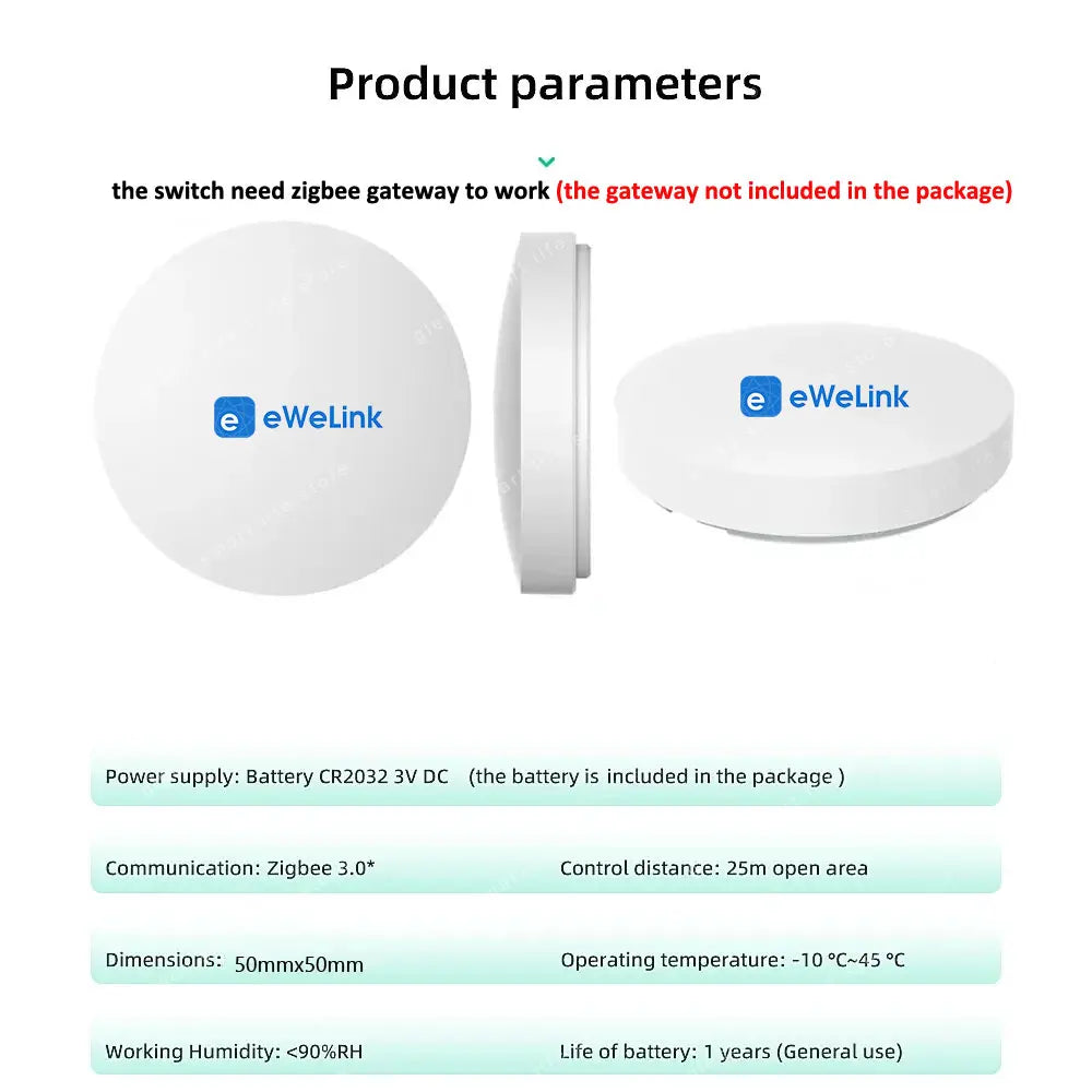 Zigbee Smart Push Button Wireless Scene Switch Ewelink App Remote Control Smart Automation Scenario Switch Work With Zigbee2MQTT