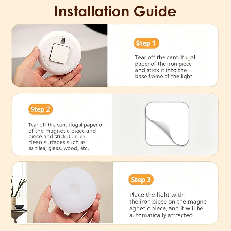 Magnetic LED Cabinet Light USB Rechargeable Motion Sensor Smart Emergency Night Lamp For Closet Cupboard