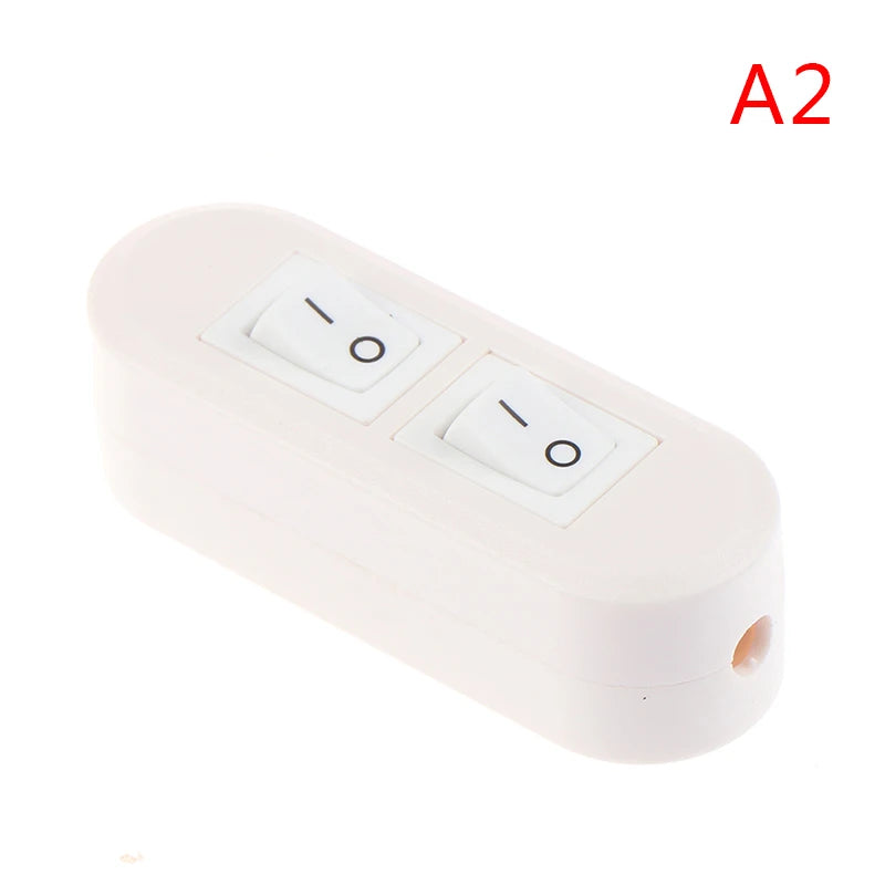 Inline Cord Switch AC 250V 10A Duplex On/Off Feed-Through For Bedroom Table Lamp Desk Light Two-button Boat Shape Switch