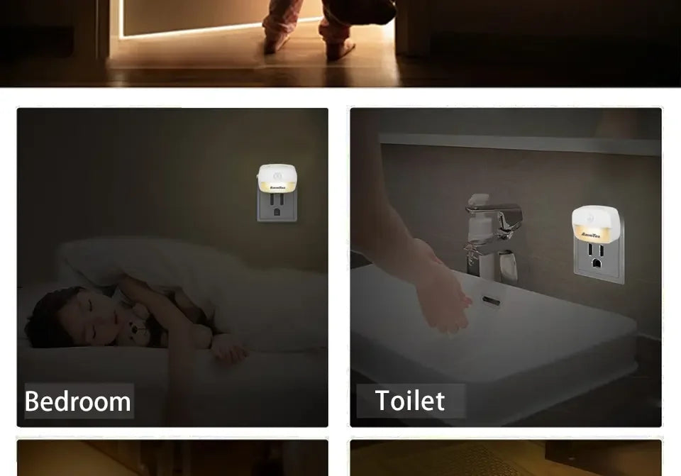 AC85-265V Led Night Light with Motion Sensor EU US Socket PIR Human Infrared Induction Lamp Plug in Wall Bedroom Hallway 3 Color