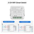Tuya Wifi Smart Switch Module Smart Home DIY Breaker 1 2 3 4 Channel Supports 2 Way Control Voice Works with Alexa Google Alice