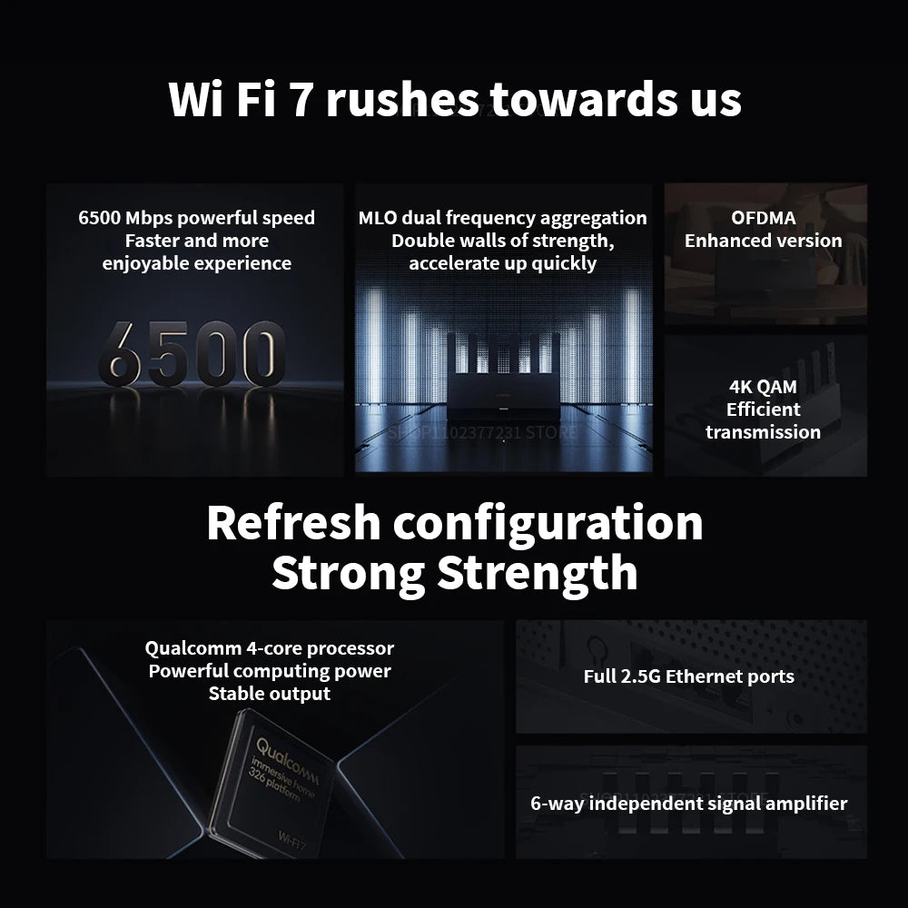 New Xiaomi Router BE6500 WiFi 7 6500M Full 2.5G Network Port 4-core Qualcomm Processor loT Smart Linkage Network Security Home -