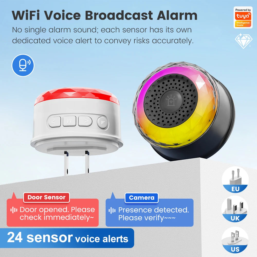Home Security Smart Siren WiFi Sound Light Alarm Tuya Smart Life APP Support Vibration CO VOC PIR Human Motion Detection Sensor