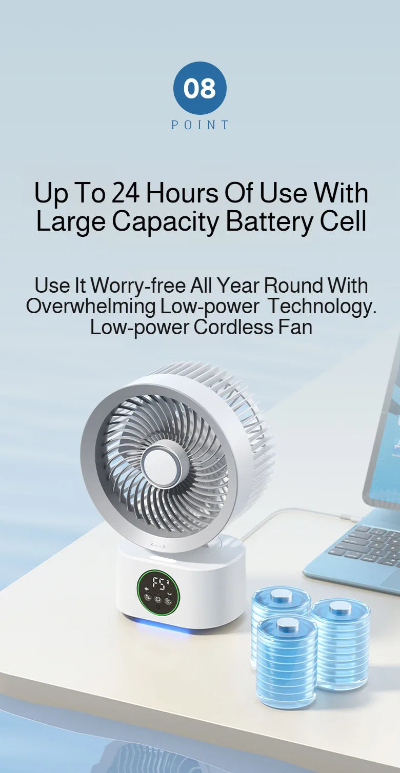 Smart Voice USB Fan Air Circulation Timer Fan Portable Night Light Function Fan, For Outdoor Travel And Student Dormitories