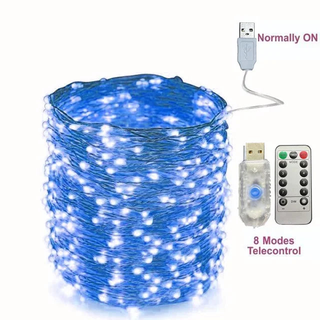 5M-30M USB String Lights 8 Modes Fairy Lights Copper Wire LED String Lights for Christmas Wedding New Year Garland Decoration