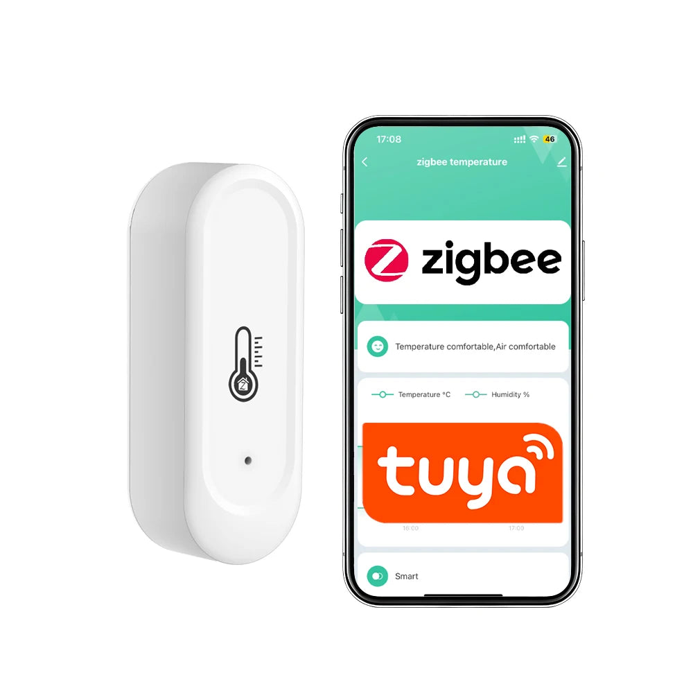 IP65 Waterproof Outdoor Zigbee or WiFi Temperature Humidity Sensor Home Tuya Thermometer Compatible Black or White Color